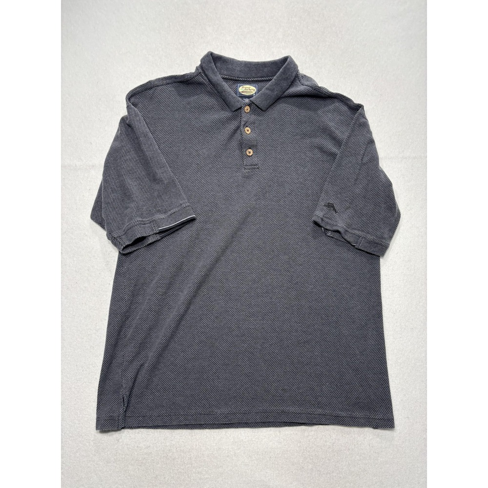 Tommy Bahama Polo Shirt Mens Large Gray Geometric Cotton Knit Short Sleeve Logo